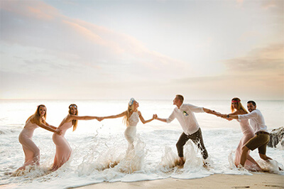 ślub na bali - ludzie, plaża, morze, para młoda